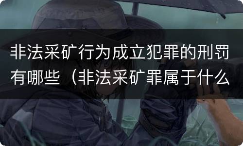 非法采矿行为成立犯罪的刑罚有哪些（非法采矿罪属于什么犯罪类型）