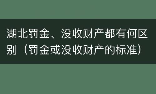 湖北罚金、没收财产都有何区别（罚金或没收财产的标准）