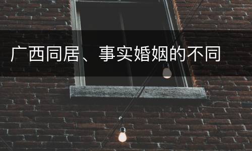 广西同居、事实婚姻的不同