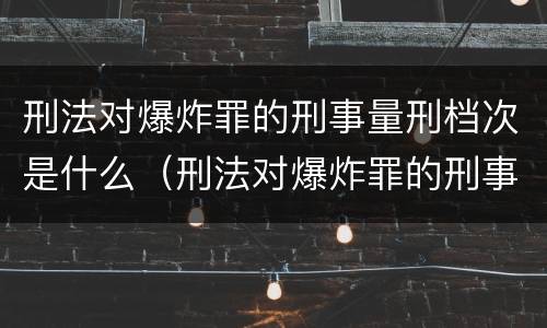 刑法对爆炸罪的刑事量刑档次是什么（刑法对爆炸罪的刑事量刑档次是什么意思）