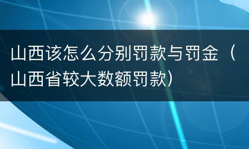 山西该怎么分别罚款与罚金（山西省较大数额罚款）