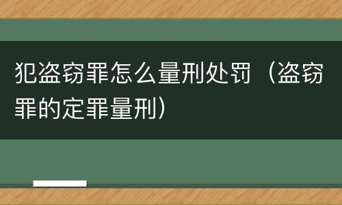 犯盗窃罪怎么量刑处罚（盗窃罪的定罪量刑）