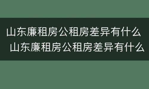 山东廉租房公租房差异有什么 山东廉租房公租房差异有什么规定