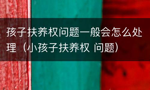 孩子扶养权问题一般会怎么处理（小孩子扶养权 问题）