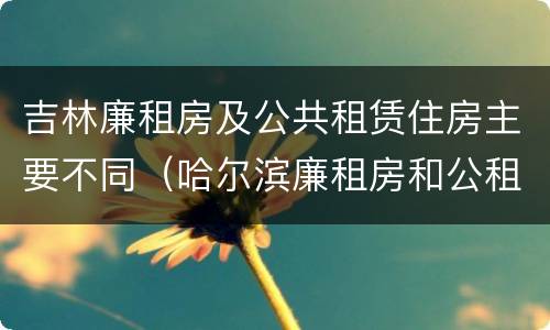 吉林廉租房及公共租赁住房主要不同（哈尔滨廉租房和公租房有什么区别）