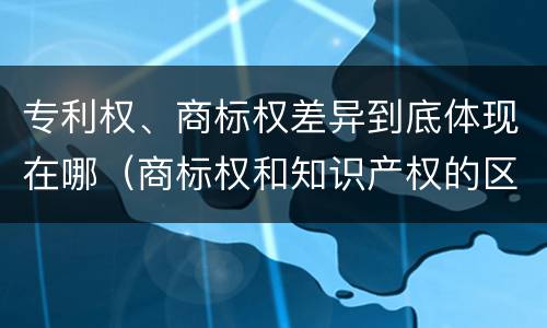 专利权、商标权差异到底体现在哪（商标权和知识产权的区别）