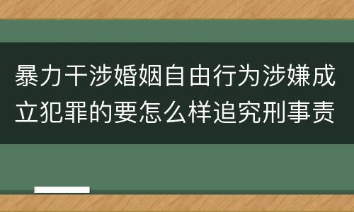 暴力干涉婚姻自由行为涉嫌成立犯罪的要怎么样追究刑事责任