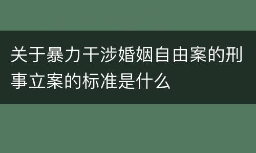 关于暴力干涉婚姻自由案的刑事立案的标准是什么