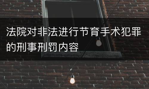 法院对非法进行节育手术犯罪的刑事刑罚内容