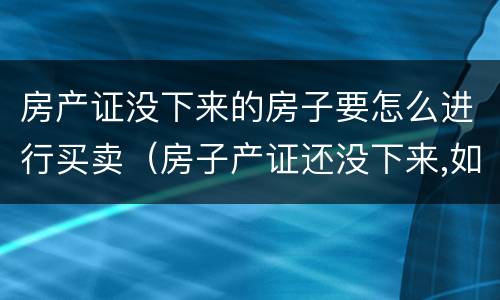 房产证没下来的房子要怎么进行买卖（房子产证还没下来,如何进行买卖）
