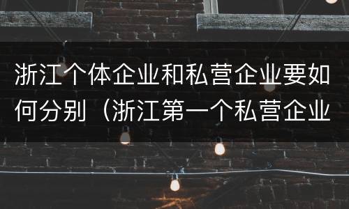 浙江个体企业和私营企业要如何分别（浙江第一个私营企业）