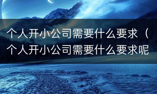 个人开小公司需要什么要求（个人开小公司需要什么要求呢）