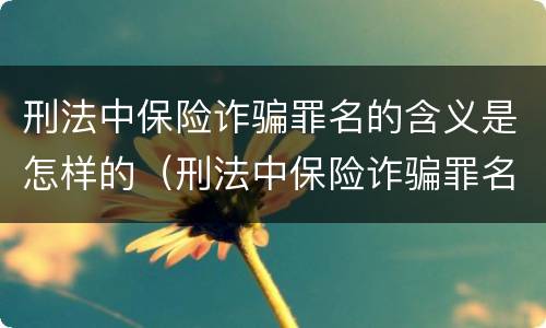 刑法中保险诈骗罪名的含义是怎样的（刑法中保险诈骗罪名的含义是怎样的规定）