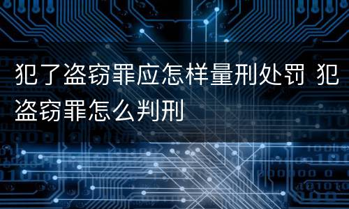 犯了盗窃罪应怎样量刑处罚 犯盗窃罪怎么判刑