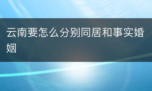 云南要怎么分别同居和事实婚姻