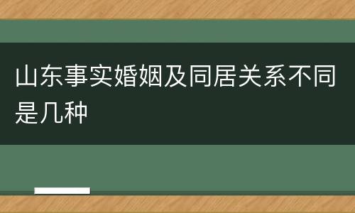 山东事实婚姻及同居关系不同是几种