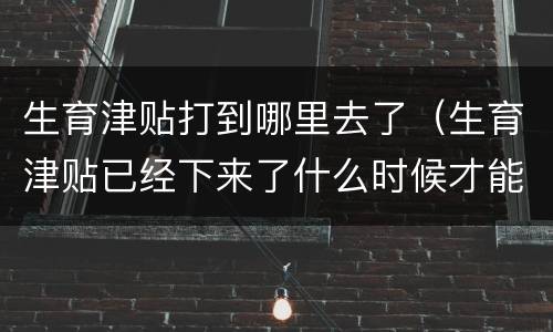 生育津贴打到哪里去了（生育津贴已经下来了什么时候才能打给我）