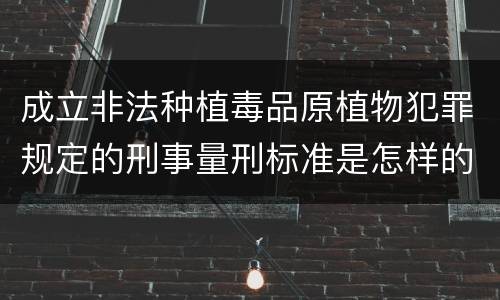成立非法种植毒品原植物犯罪规定的刑事量刑标准是怎样的