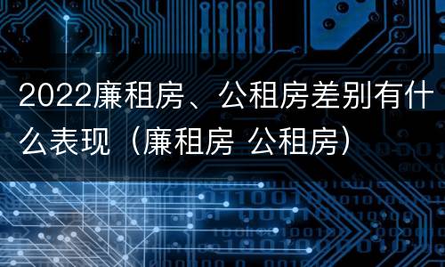 2022廉租房、公租房差别有什么表现（廉租房 公租房）