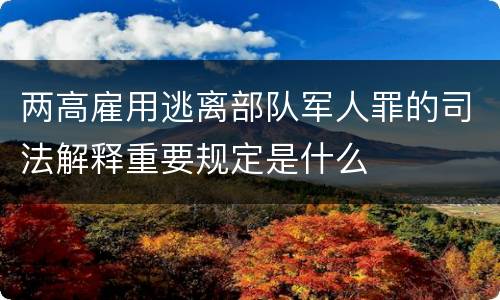 两高雇用逃离部队军人罪的司法解释重要规定是什么