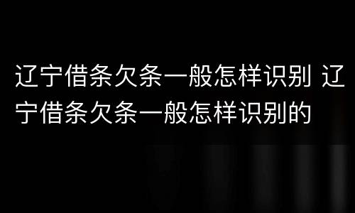 辽宁借条欠条一般怎样识别 辽宁借条欠条一般怎样识别的