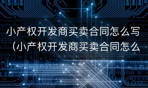 小产权开发商买卖合同怎么写（小产权开发商买卖合同怎么写范本）