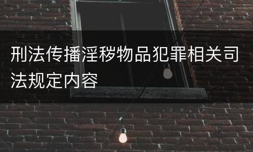 刑法传播淫秽物品犯罪相关司法规定内容