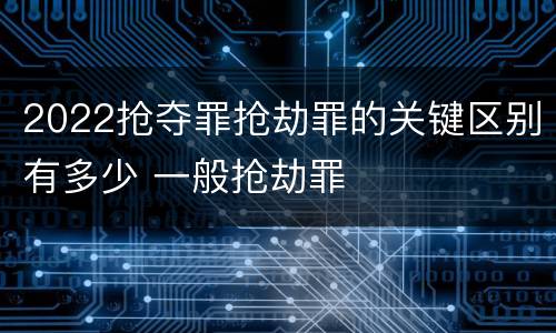 2022抢夺罪抢劫罪的关键区别有多少 一般抢劫罪
