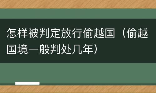 怎样被判定放行偷越国（偷越国境一般判处几年）