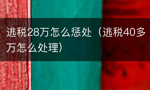逃税28万怎么惩处（逃税40多万怎么处理）