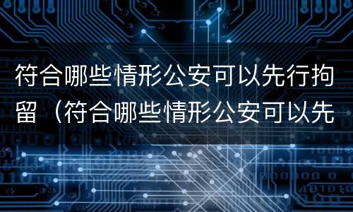 符合哪些情形公安可以先行拘留（符合哪些情形公安可以先行拘留人）