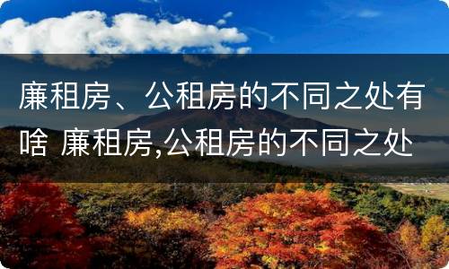 廉租房、公租房的不同之处有啥 廉租房,公租房的不同之处有啥区别