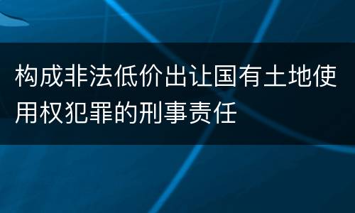 构成非法低价出让国有土地使用权犯罪的刑事责任