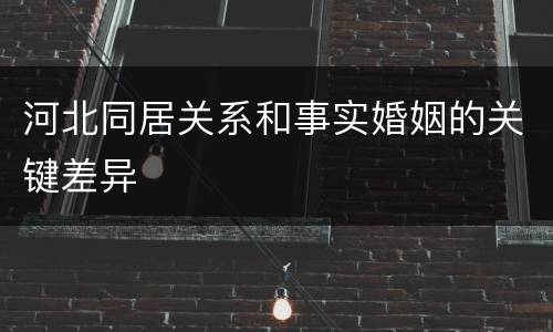 河北同居关系和事实婚姻的关键差异