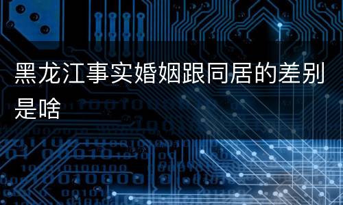 黑龙江事实婚姻跟同居的差别是啥