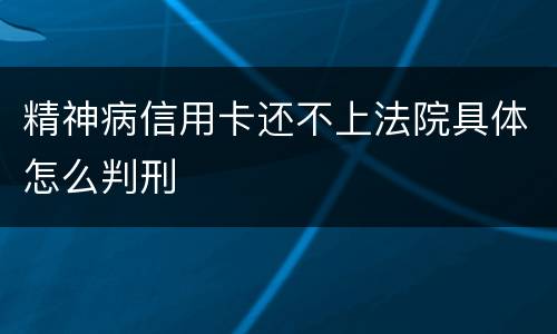 精神病信用卡还不上法院具体怎么判刑