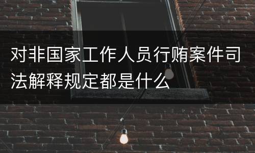 对非国家工作人员行贿案件司法解释规定都是什么