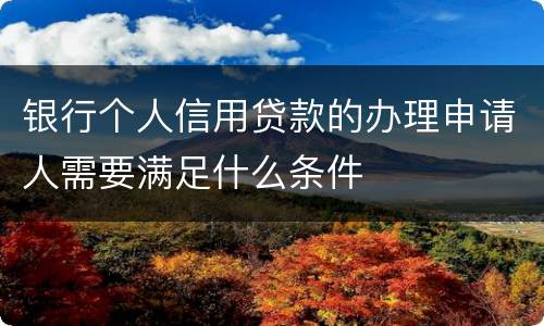 银行个人信用贷款的办理申请人需要满足什么条件