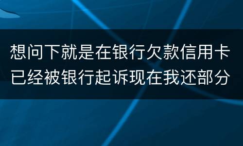 想问下就是在银行欠款信用卡已经被银行起诉现在我还部分可以暂缓执行吗