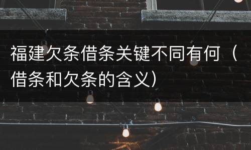 福建欠条借条关键不同有何（借条和欠条的含义）