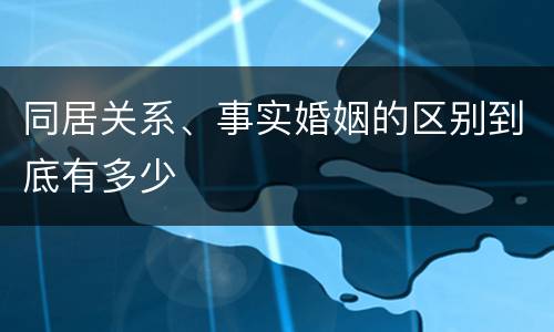 同居关系、事实婚姻的区别到底有多少