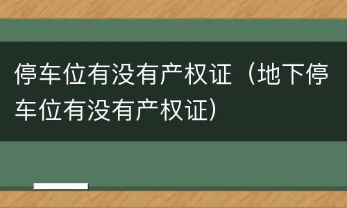 停车位有没有产权证（地下停车位有没有产权证）