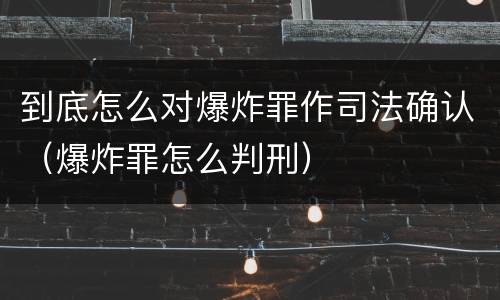 到底怎么对爆炸罪作司法确认（爆炸罪怎么判刑）