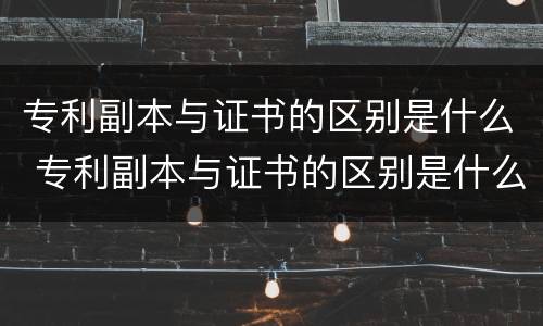 专利副本与证书的区别是什么 专利副本与证书的区别是什么意思