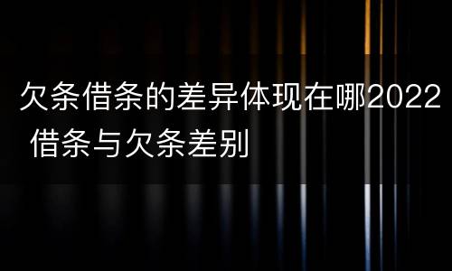 欠条借条的差异体现在哪2022 借条与欠条差别