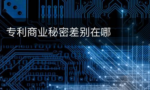 专利商业秘密差别在哪