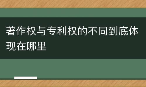 著作权与专利权的不同到底体现在哪里