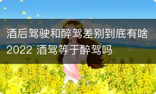 酒后驾驶和醉驾差别到底有啥2022 酒驾等于醉驾吗