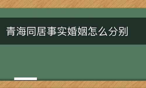 青海同居事实婚姻怎么分别