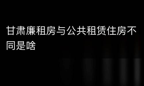 甘肃廉租房与公共租赁住房不同是啥